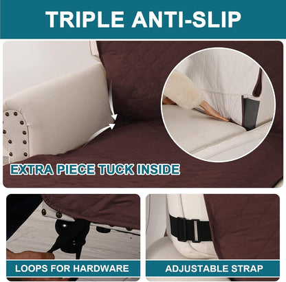 100% Waterproof Sofa Covers Couch Cover Sofa Cover for Dogs Couch Protector Triple Non-Slip Sofa Slipcover for 3 Cushion Couch Furniture Protector for Pets, Kids,Dog (Sofa 70", Ivory)