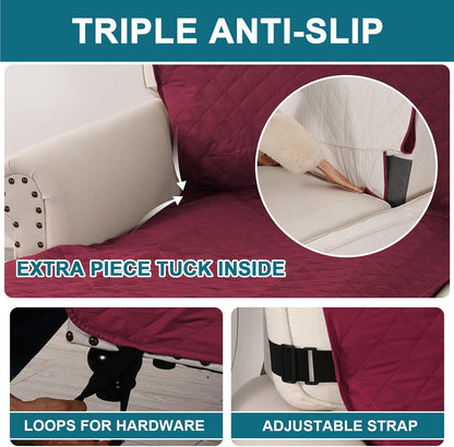 100% Waterproof Sofa Covers Couch Cover Sofa Cover for Dogs Couch Protector Triple Non-Slip Sofa Slipcover for 3 Cushion Couch Furniture Protector for Pets, Kids,Dog (Sofa 70", Ivory)