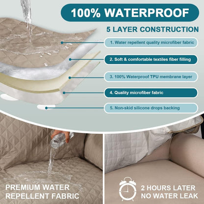 100% Waterproof Sofa Covers Couch Cover Sofa Cover for Dogs Couch Protector Triple Non-Slip Sofa Slipcover for 3 Cushion Couch Furniture Protector for Pets, Kids,Dog (Sofa 70", Ivory)