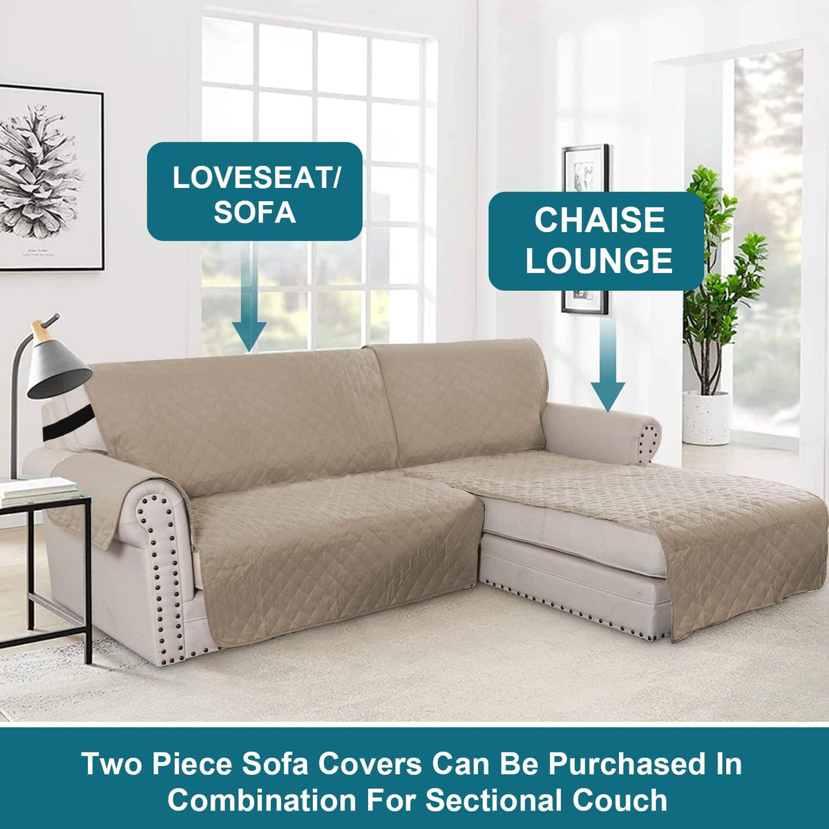 100% Waterproof Sofa Covers Couch Cover Sofa Cover for Dogs Couch Protector Triple Non-Slip Sofa Slipcover for 3 Cushion Couch Furniture Protector for Pets, Kids,Dog (Sofa 70", Ivory)