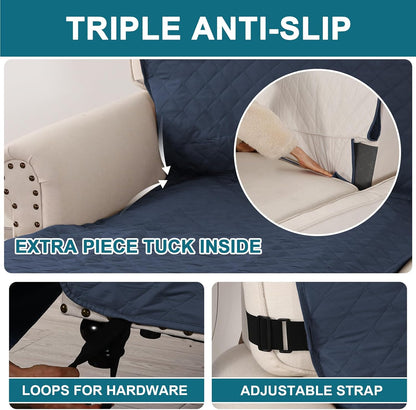 100% Waterproof Sofa Covers Couch Cover Sofa Cover for Dogs Couch Protector Triple Non-Slip Sofa Slipcover for 3 Cushion Couch Furniture Protector for Pets, Kids,Dog (Sofa 70", Ivory)
