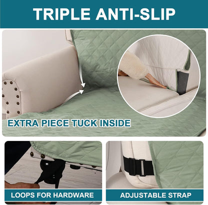 100% Waterproof Sofa Covers Couch Cover Sofa Cover for Dogs Couch Protector Triple Non-Slip Sofa Slipcover for 3 Cushion Couch Furniture Protector for Pets, Kids,Dog (Sofa 70", Ivory)