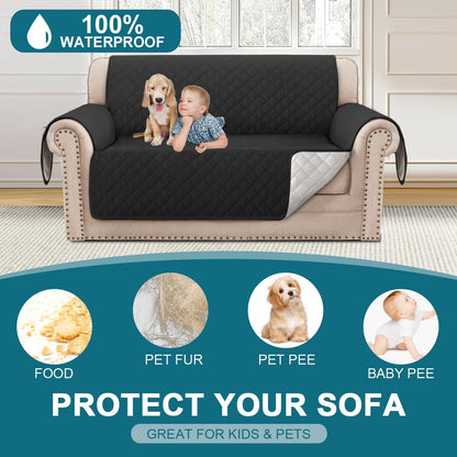 100% Waterproof Sofa Covers Couch Cover Sofa Cover for Dogs Couch Protector Triple Non-Slip Sofa Slipcover for 3 Cushion Couch Furniture Protector for Pets, Kids,Dog (Sofa 70", Ivory)