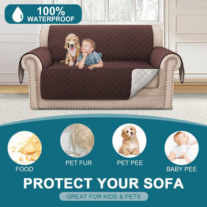 100% Waterproof Sofa Covers Couch Cover Sofa Cover for Dogs Couch Protector Triple Non-Slip Sofa Slipcover for 3 Cushion Couch Furniture Protector for Pets, Kids,Dog (Sofa 70", Ivory)