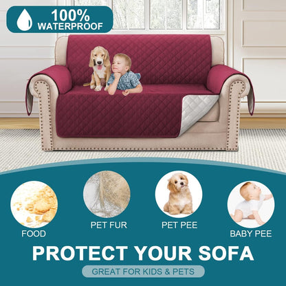 100% Waterproof Sofa Covers Couch Cover Sofa Cover for Dogs Couch Protector Triple Non-Slip Sofa Slipcover for 3 Cushion Couch Furniture Protector for Pets, Kids,Dog (Sofa 70", Ivory)
