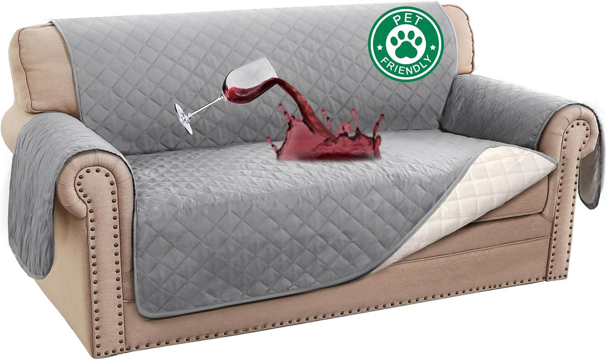 100% Waterproof Sofa Covers Couch Cover Sofa Cover for Dogs Couch Protector Triple Non-Slip Sofa Slipcover for 3 Cushion Couch Furniture Protector for Pets, Kids,Dog (Sofa 70", Ivory)