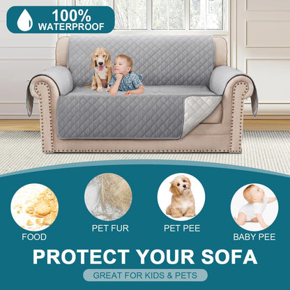 100% Waterproof Sofa Covers Couch Cover Sofa Cover for Dogs Couch Protector Triple Non-Slip Sofa Slipcover for 3 Cushion Couch Furniture Protector for Pets, Kids,Dog (Sofa 70", Ivory)