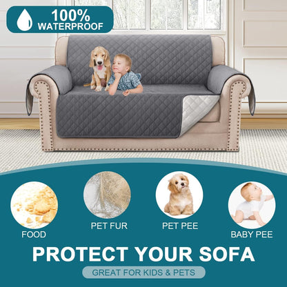 100% Waterproof Sofa Covers Couch Cover Sofa Cover for Dogs Couch Protector Triple Non-Slip Sofa Slipcover for 3 Cushion Couch Furniture Protector for Pets, Kids,Dog (Sofa 70", Ivory)