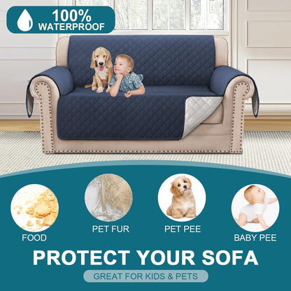 100% Waterproof Sofa Covers Couch Cover Sofa Cover for Dogs Couch Protector Triple Non-Slip Sofa Slipcover for 3 Cushion Couch Furniture Protector for Pets, Kids,Dog (Sofa 70", Ivory)