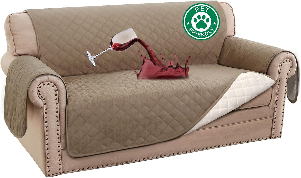 100% Waterproof Sofa Covers Couch Cover Sofa Cover for Dogs Couch Protector Triple Non-Slip Sofa Slipcover for 3 Cushion Couch Furniture Protector for Pets, Kids,Dog (Sofa 70", Ivory)