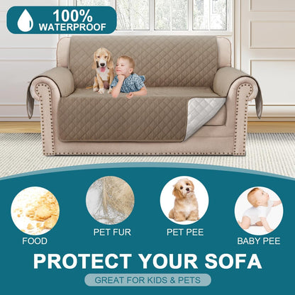 100% Waterproof Sofa Covers Couch Cover Sofa Cover for Dogs Couch Protector Triple Non-Slip Sofa Slipcover for 3 Cushion Couch Furniture Protector for Pets, Kids,Dog (Sofa 70", Ivory)