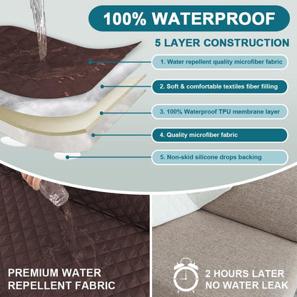 100% Waterproof Sofa Covers Couch Cover Sofa Cover for Dogs Couch Protector Triple Non-Slip Sofa Slipcover for 3 Cushion Couch Furniture Protector for Pets, Kids,Dog (Sofa 70", Ivory)