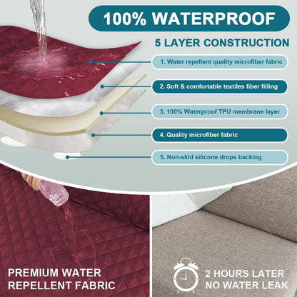 100% Waterproof Sofa Covers Couch Cover Sofa Cover for Dogs Couch Protector Triple Non-Slip Sofa Slipcover for 3 Cushion Couch Furniture Protector for Pets, Kids,Dog (Sofa 70", Ivory)
