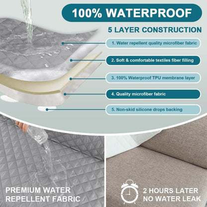 100% Waterproof Sofa Covers Couch Cover Sofa Cover for Dogs Couch Protector Triple Non-Slip Sofa Slipcover for 3 Cushion Couch Furniture Protector for Pets, Kids,Dog (Sofa 70", Ivory)