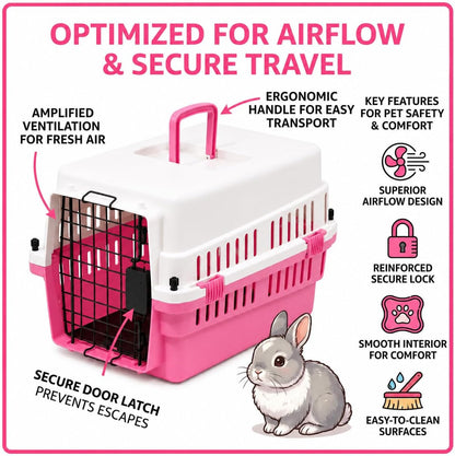 20-Inch Pink Hard Shell Pet Carrier for Small Dogs & Cats Under 15 Lbs
