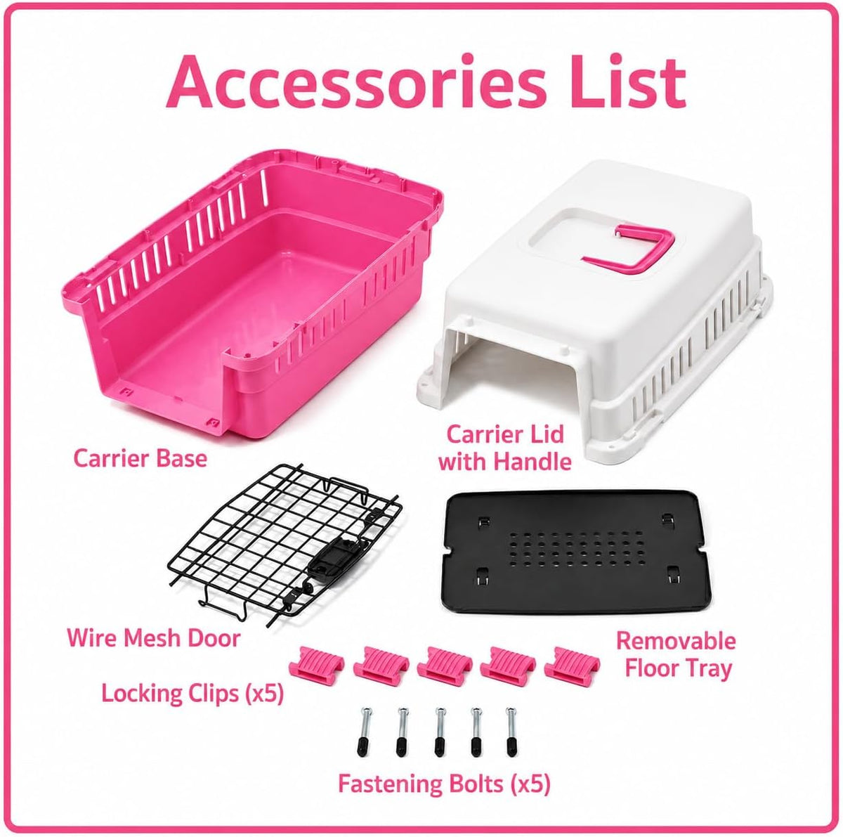 20-Inch Pink Hard Shell Pet Carrier for Small Dogs & Cats Under 15 Lbs