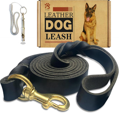 Leather Dog Leash 6ft x 3/4 inch,Strong Heavy Duty Genuine Leather Braided Dog Training Leash, Soft and Comfortable Leather Leash for Large Dogs, Medium Small Dogs (Brown, 6FT*3/4in)