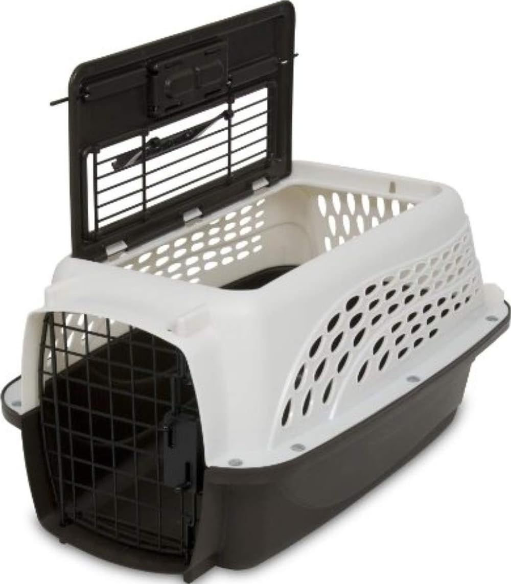 Two Door Plastic Pet Kennel for Small Dogs and Cats, 19in, White