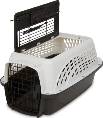 Two Door Plastic Pet Kennel for Small Dogs and Cats, 19in, White