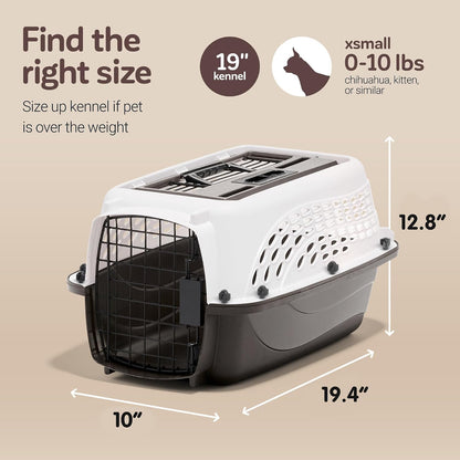 Two Door Plastic Pet Kennel for Small Dogs and Cats, 19in, White
