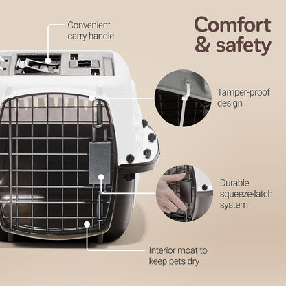 Two Door Plastic Pet Kennel for Small Dogs and Cats, 19in, White