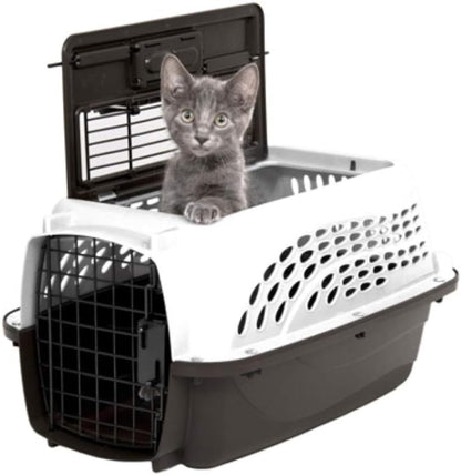 Two Door Plastic Pet Kennel for Small Dogs and Cats, 19in, White