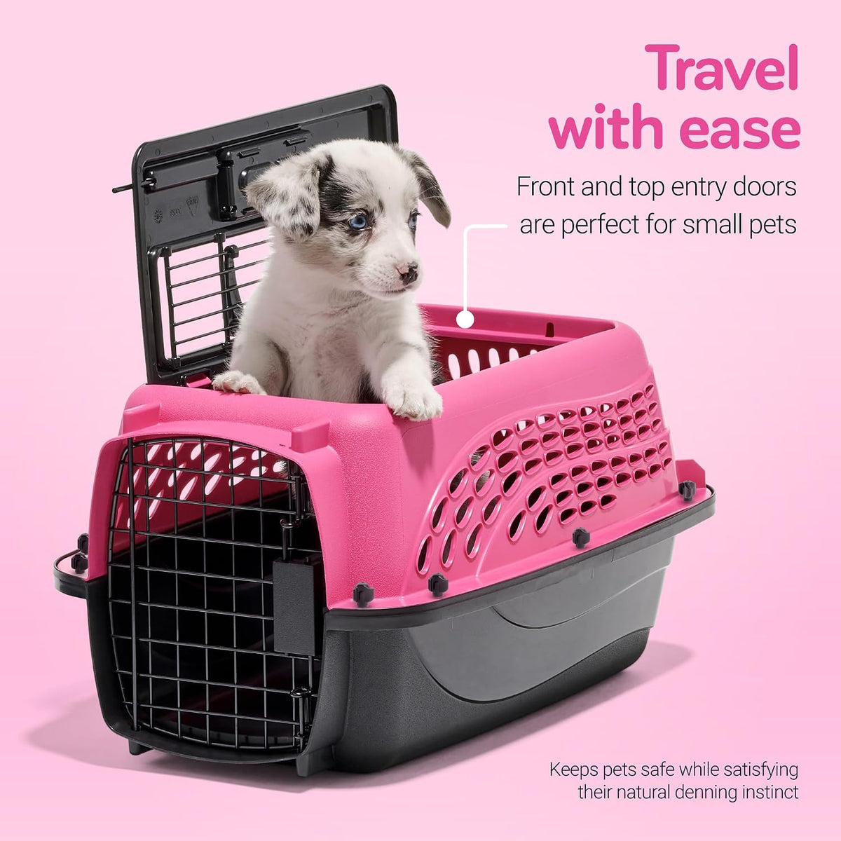 Two Door Plastic Pet Kennel for Small Dogs and Cats, 19in, White