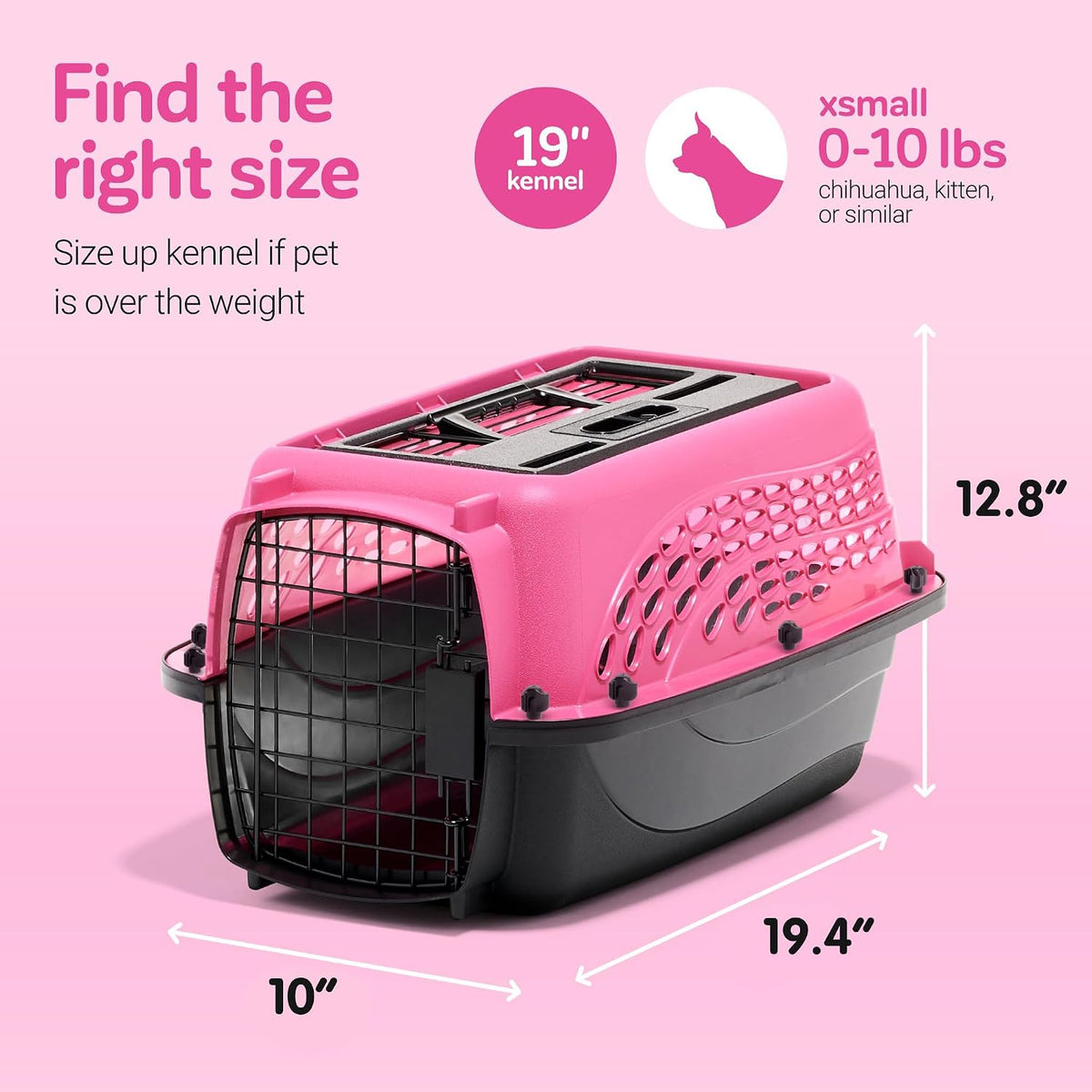 Two Door Plastic Pet Kennel for Small Dogs and Cats, 19in, White