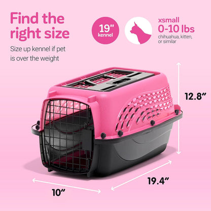 Two Door Plastic Pet Kennel for Small Dogs and Cats, 19in, White