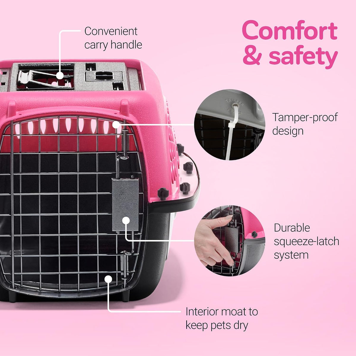Two Door Plastic Pet Kennel for Small Dogs and Cats, 19in, White