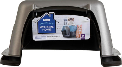 Two Door Plastic Pet Kennel for Small Dogs and Cats, 19in, White