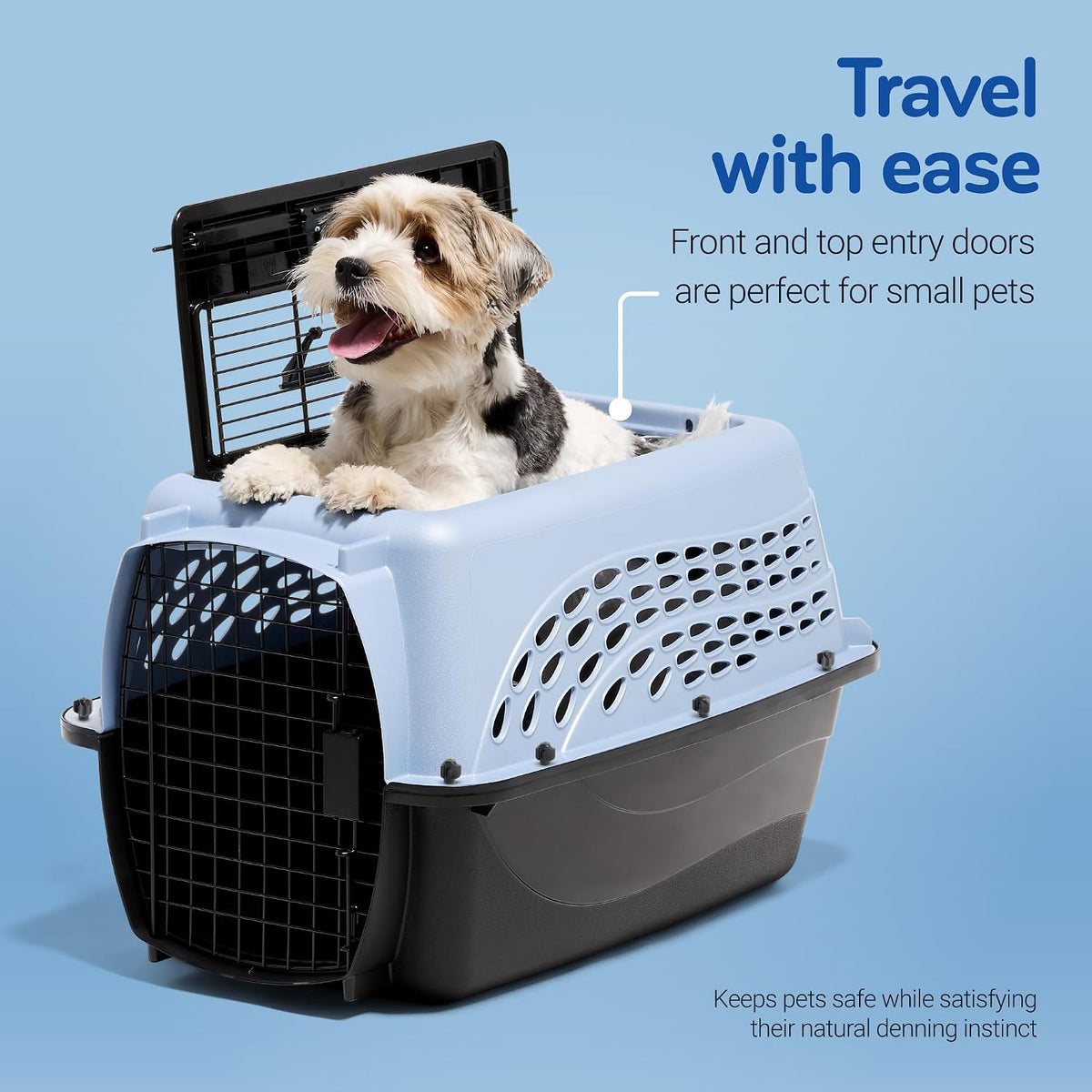 Two Door Plastic Pet Kennel for Small Dogs and Cats, 19in, White