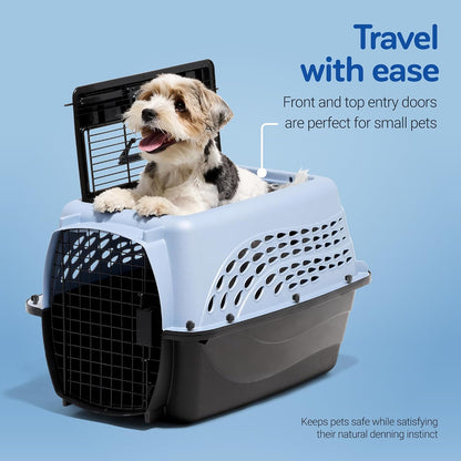 Two Door Plastic Pet Kennel for Small Dogs and Cats, 19in, White