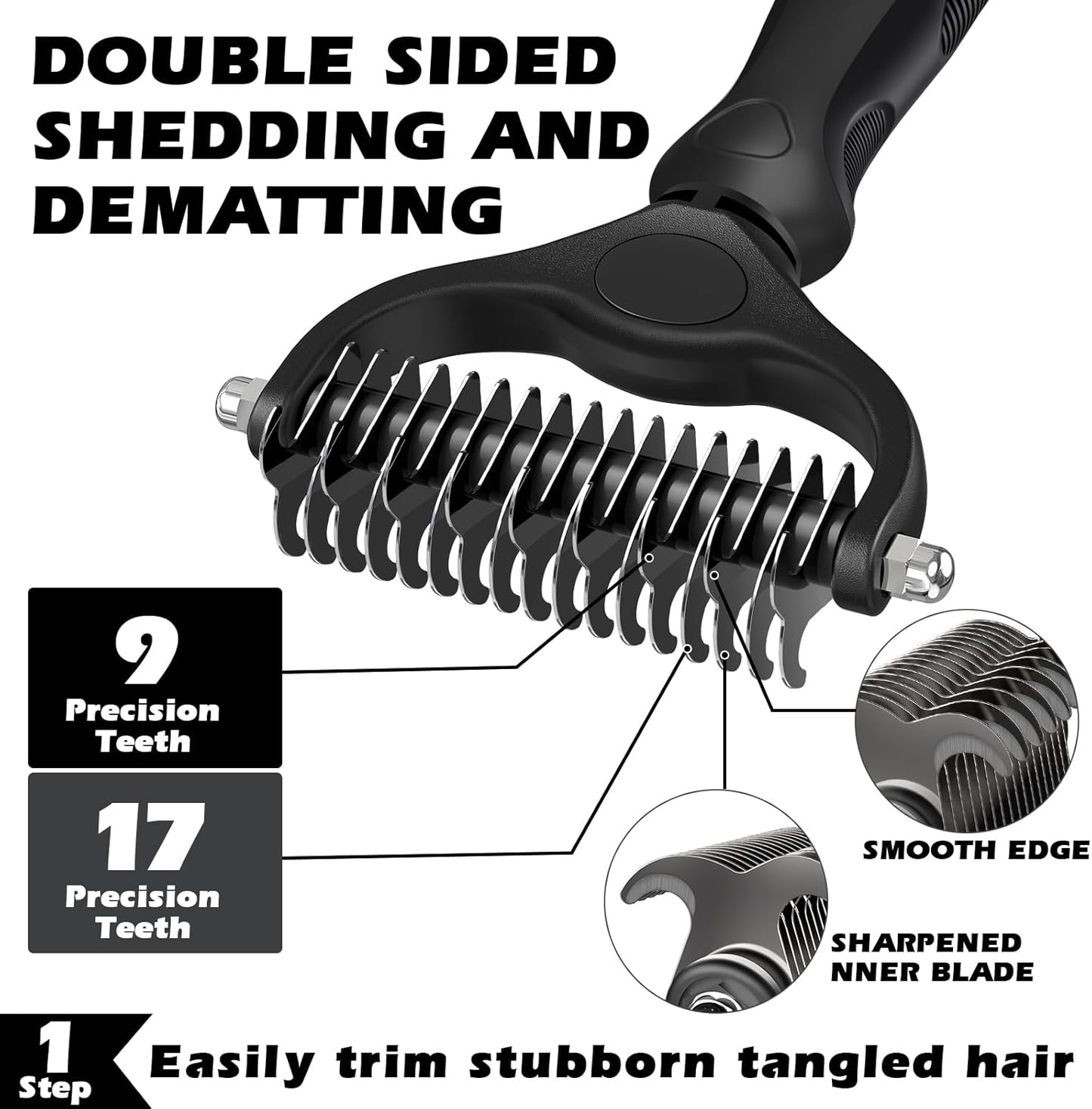 Augwind 7 in 1 Pet Grooming Kit - Dog&Cat Comb, Deshedding Brush, Nail Clipper with File, Bath Brush - Premium Pet Supplies (Blue)