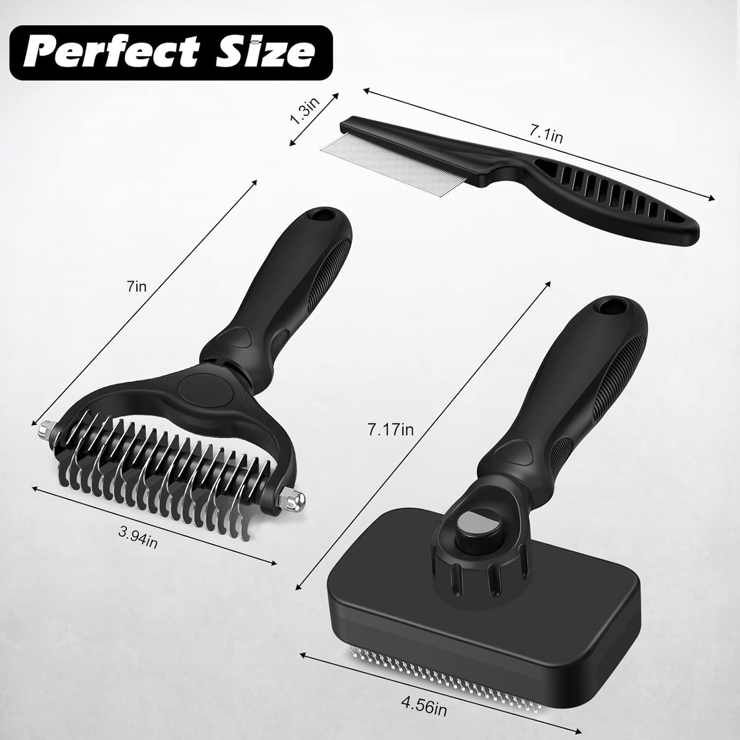 Augwind 7 in 1 Pet Grooming Kit - Dog&Cat Comb, Deshedding Brush, Nail Clipper with File, Bath Brush - Premium Pet Supplies (Blue)