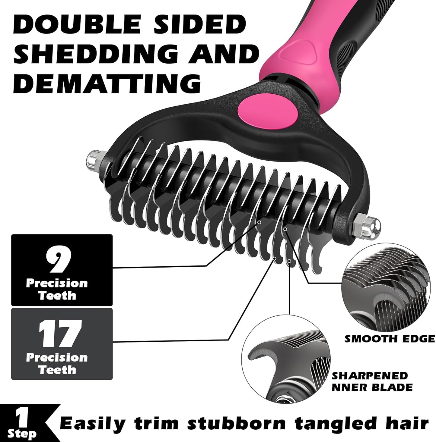 Augwind 7 in 1 Pet Grooming Kit - Dog&Cat Comb, Deshedding Brush, Nail Clipper with File, Bath Brush - Premium Pet Supplies (Blue)