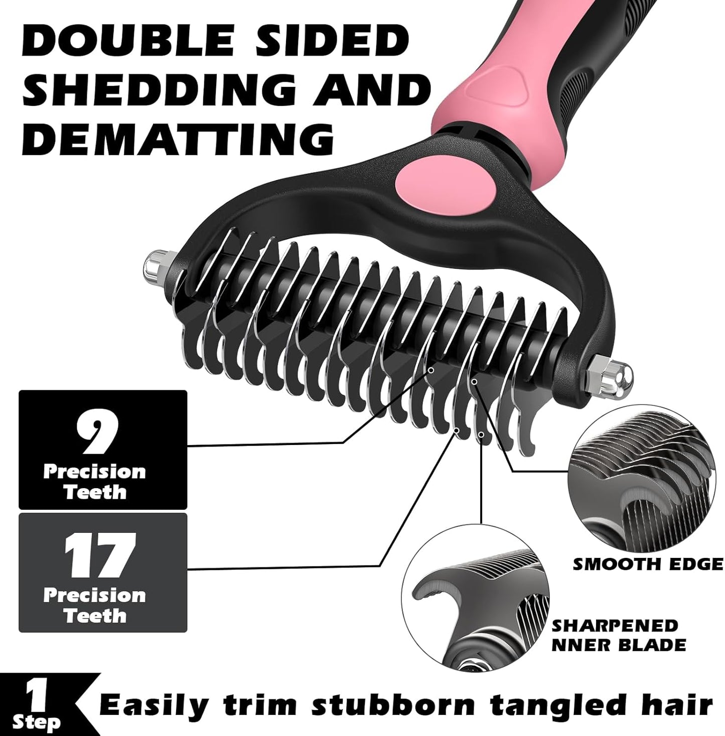 Augwind 7 in 1 Pet Grooming Kit - Dog&Cat Comb, Deshedding Brush, Nail Clipper with File, Bath Brush - Premium Pet Supplies (Blue)
