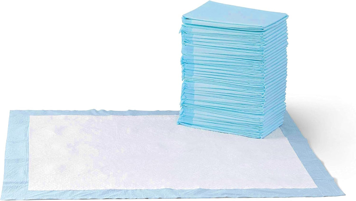 Leak-Proof Dog and Puppy Potty Training Pee Pads with Quick-Dry 5-Layer Surface, Standard Absorbency, Giant Size, 27.5 x 44 Inch, Blue & White, 40-Pack