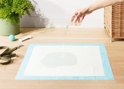 Leak-Proof Dog and Puppy Potty Training Pee Pads with Quick-Dry 5-Layer Surface, Standard Absorbency, Giant Size, 27.5 x 44 Inch, Blue & White, 40-Pack