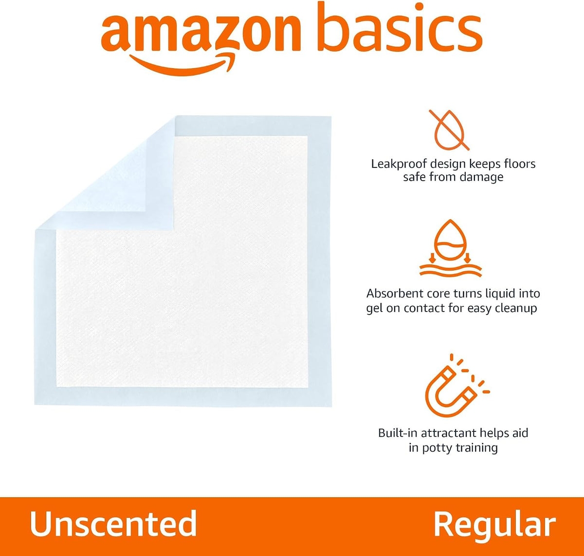 Leak-Proof Dog and Puppy Potty Training Pee Pads with Quick-Dry 5-Layer Surface, Standard Absorbency, Giant Size, 27.5 x 44 Inch, Blue & White, 40-Pack