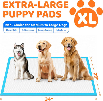 Puppy Pads 28"x34", Extra Large, Super Absorbent