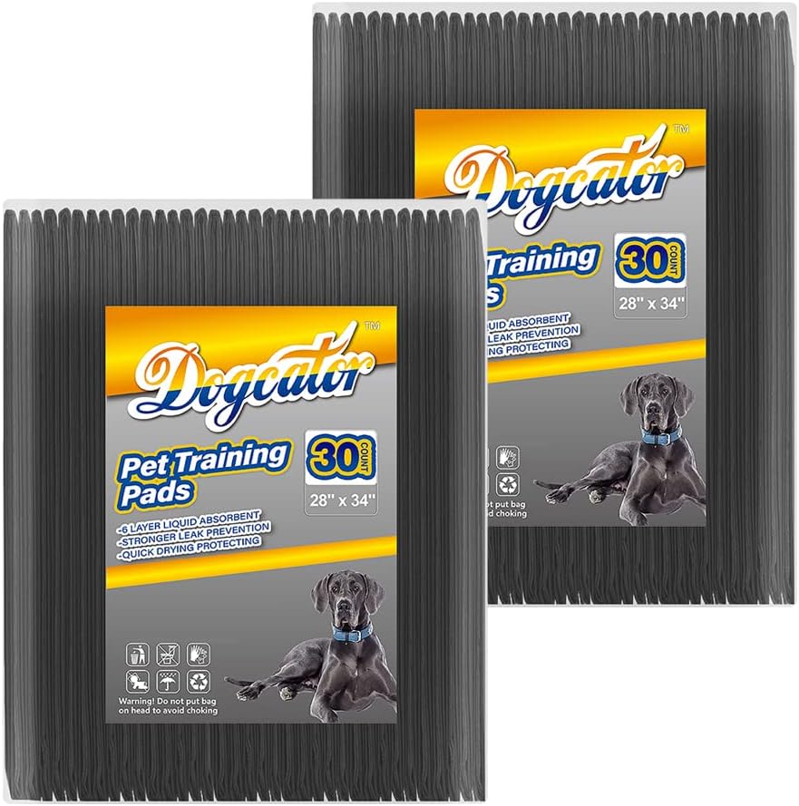 Charcoal Dog Pee Pads Extra Large 28“x34”, Puppy Pads XL 30 Count, Potty Pads for Dogs, Disposable Urine Bed Pads for Odor-Control, X-Large Piddle Underpads, Training Liners for Housebreaking