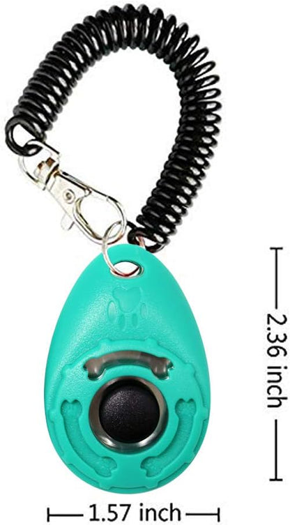 Dog Training Clicker with Wrist Strap Durable Lightweight Easy to Use, Pet Training Clicker for Cats Puppy Birds Horses. Perfect for Behavioral Training 2-Pack (Black and Water Lake Blue)