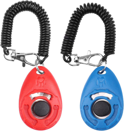 Dog Training Clicker with Wrist Strap Durable Lightweight Easy to Use, Pet Training Clicker for Cats Puppy Birds Horses. Perfect for Behavioral Training 2-Pack (Black and Water Lake Blue)
