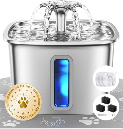Innovation Award Winner Stainless Steel Cat Water Fountain, 108oz