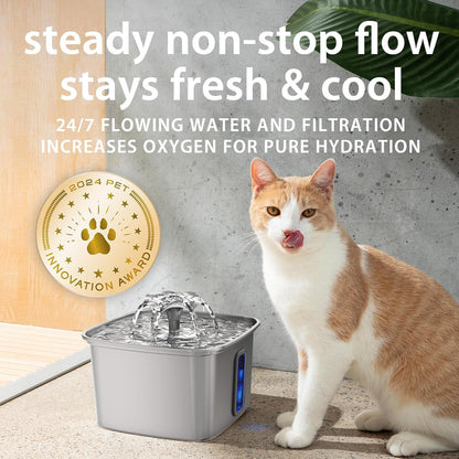 Innovation Award Winner Stainless Steel Cat Water Fountain, 108oz