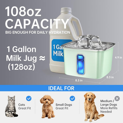 Innovation Award Winner Stainless Steel Cat Water Fountain, 108oz
