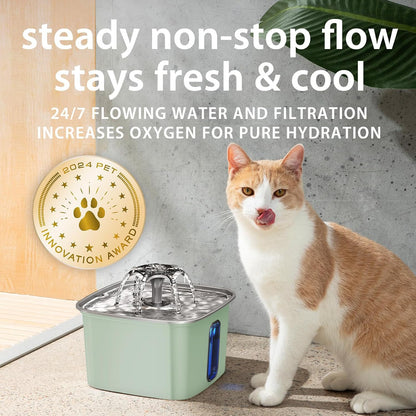 Innovation Award Winner Stainless Steel Cat Water Fountain, 108oz