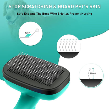 2 Pcs Self Cleaning Slicker Brush & Nail Clippers for Dog and Cats,Shedding Long and Short Haired Pets,Skin Friendly Deshedding Grooming Tool