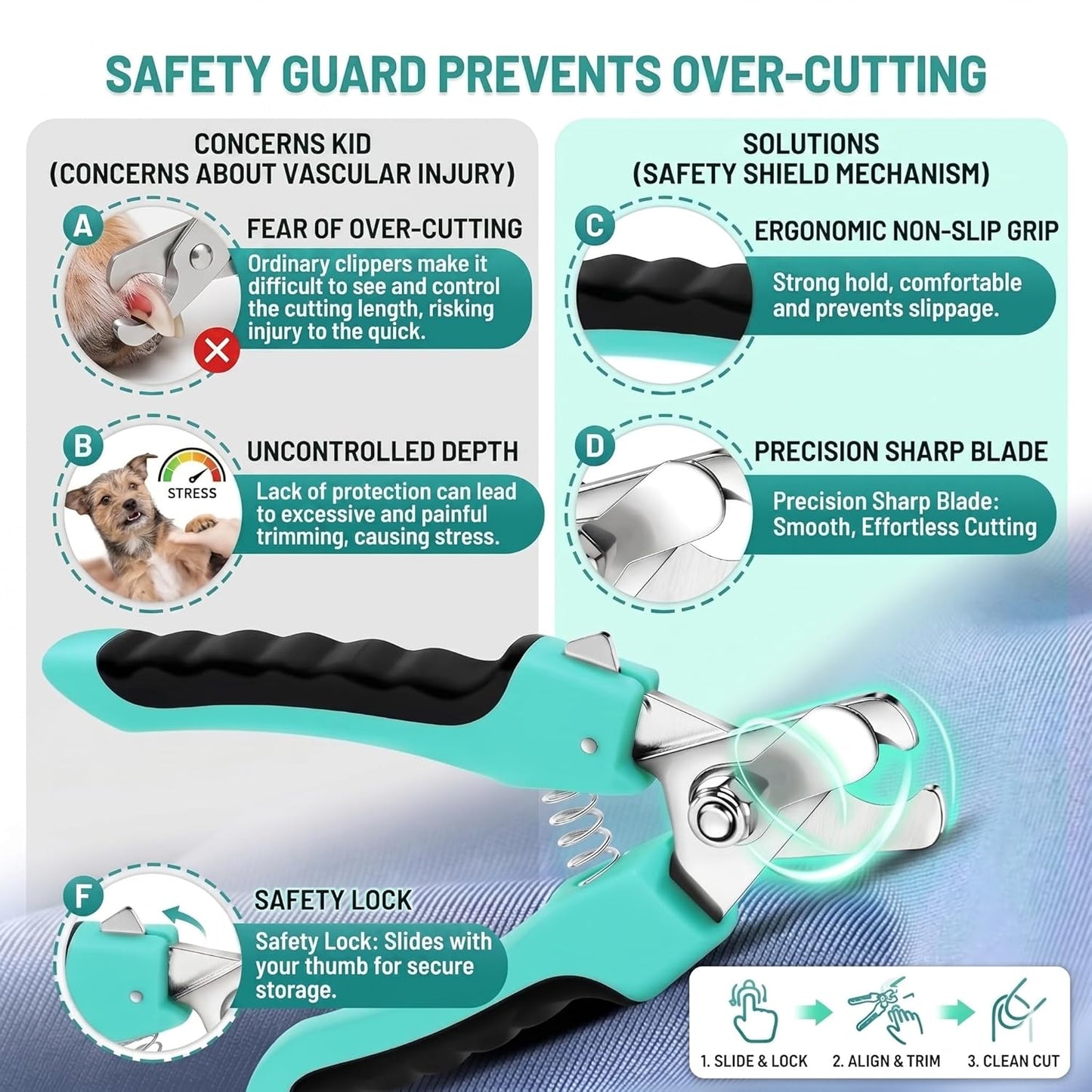 2 Pcs Self Cleaning Slicker Brush & Nail Clippers for Dog and Cats,Shedding Long and Short Haired Pets,Skin Friendly Deshedding Grooming Tool